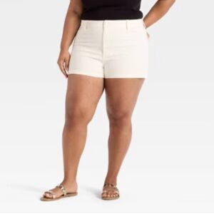 white sailor shorts SZ17 high rise fitted hip slim leg beach coastal denim short